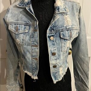 Distressed Denim Jacket Azu Car Jeans